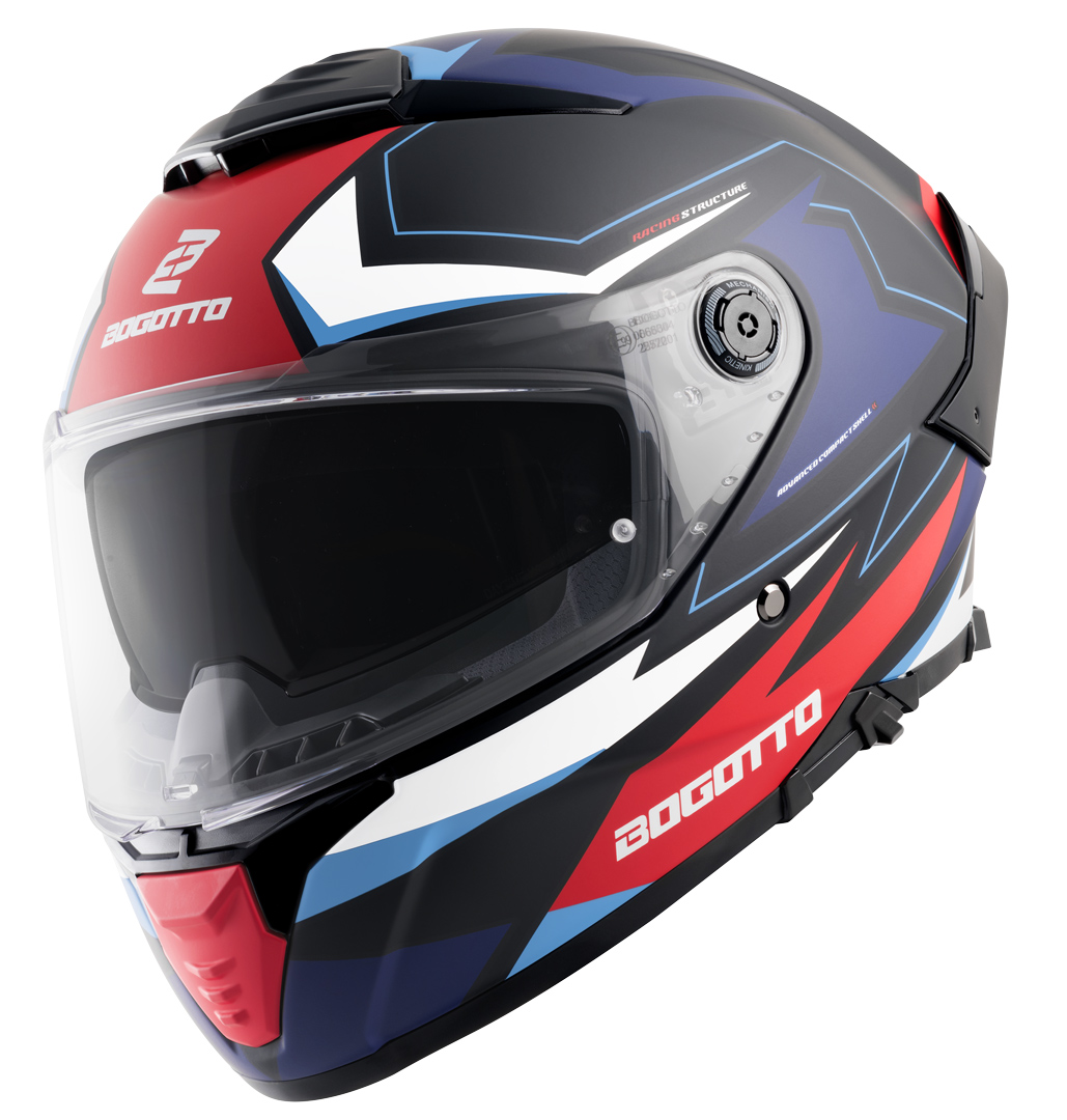 Bogotto FF118 Vilial Hjälm svart matt/vit/röd/blå L Figur 1