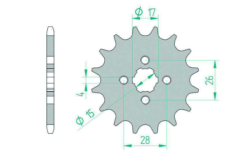 AFAM Kedjekit 420R1 14/42/106 - Standard bakre kedgehjul Figur 4