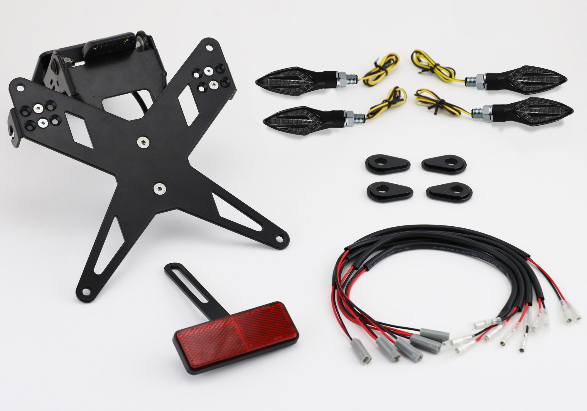 PROTECH-registreringsskylthållare plug-and-play-komplett set med 4 LED-indikatorer, rostfritt stål/aluminium pulverlackerat svart Figur 1