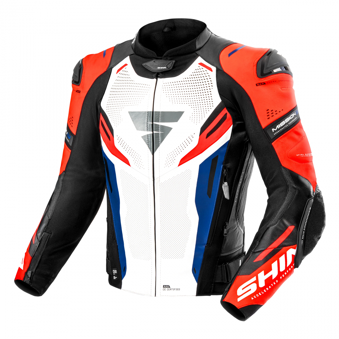 SHIMA Mission ST Jachetă de piele de motocicletă Negru/Alb/Roșu 50 Figura 1