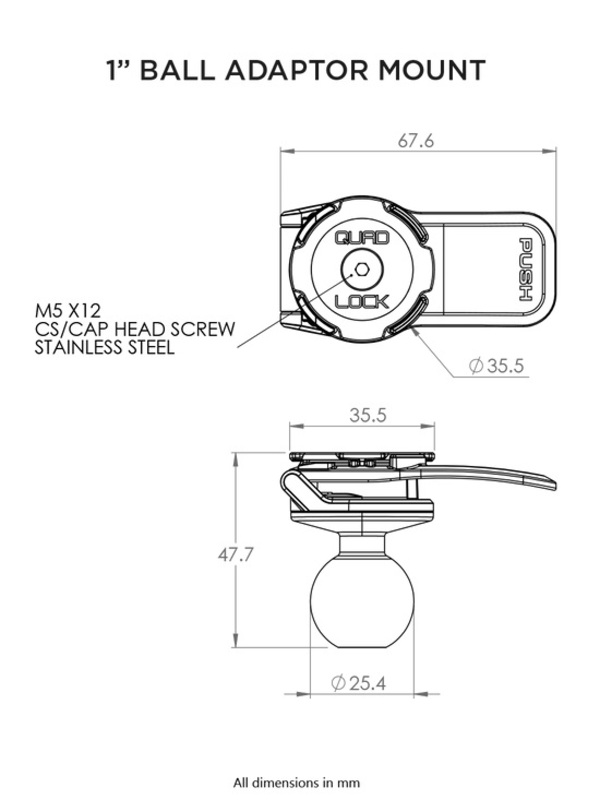 Quad Lock 1" Kugeladapter - RAM Motorradhalterung Abbildung 9