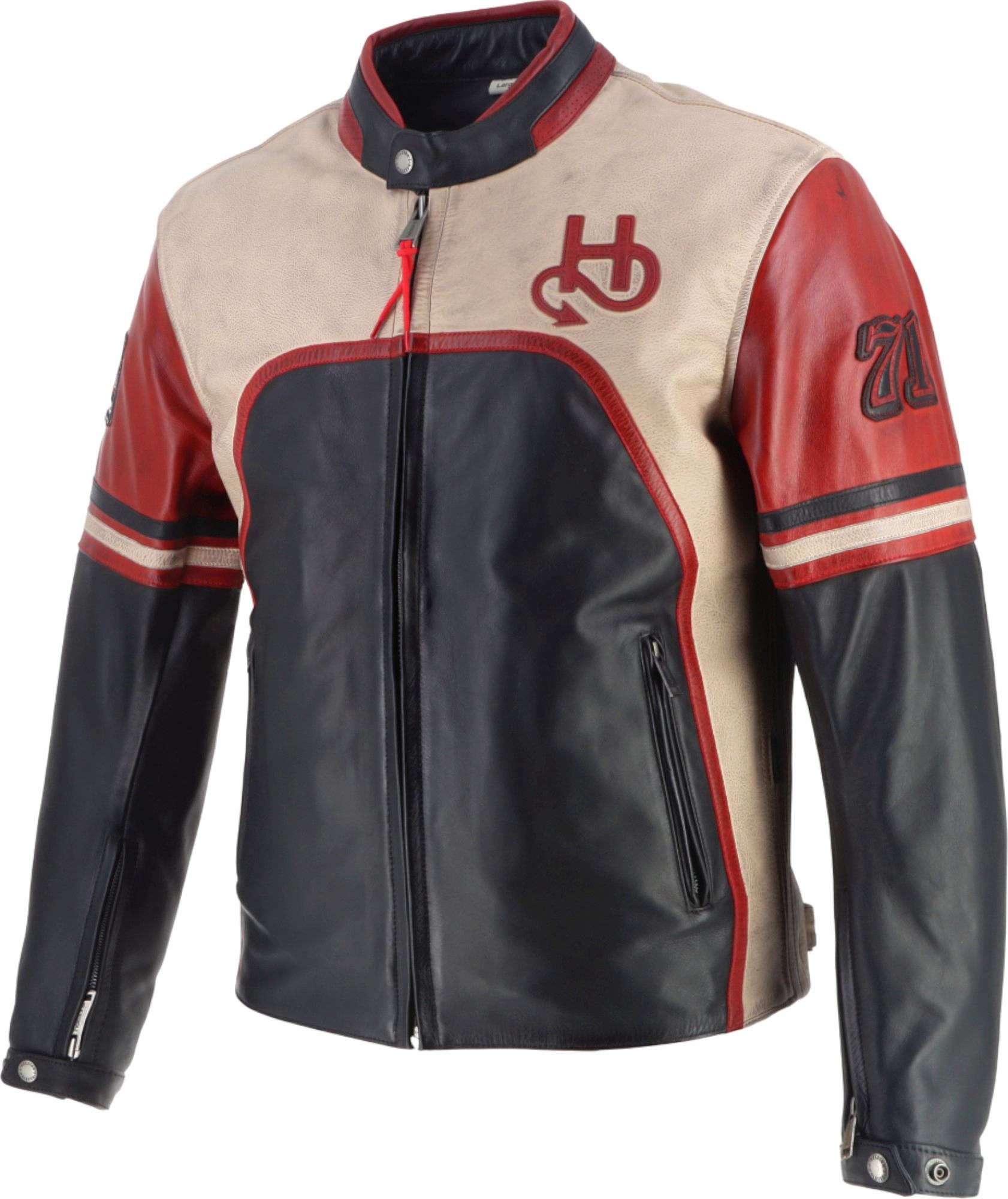 Helstons Indianapolis Motorcycle Leather Jacket black/beige/red L Figure 3