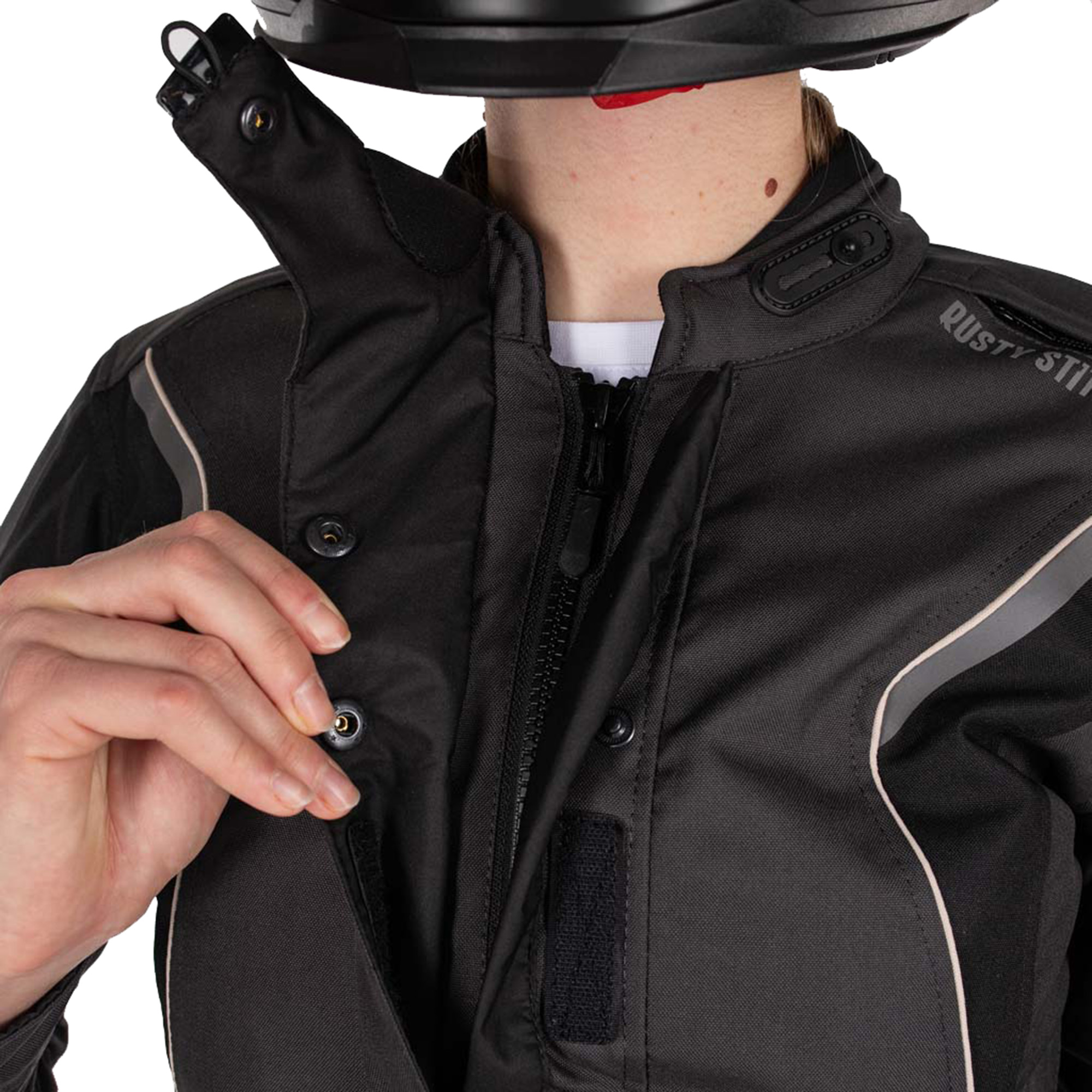 Rusty Stitches Leah veste imperméable pour moto féminine en texture anthracite/noir 44 Figure 4