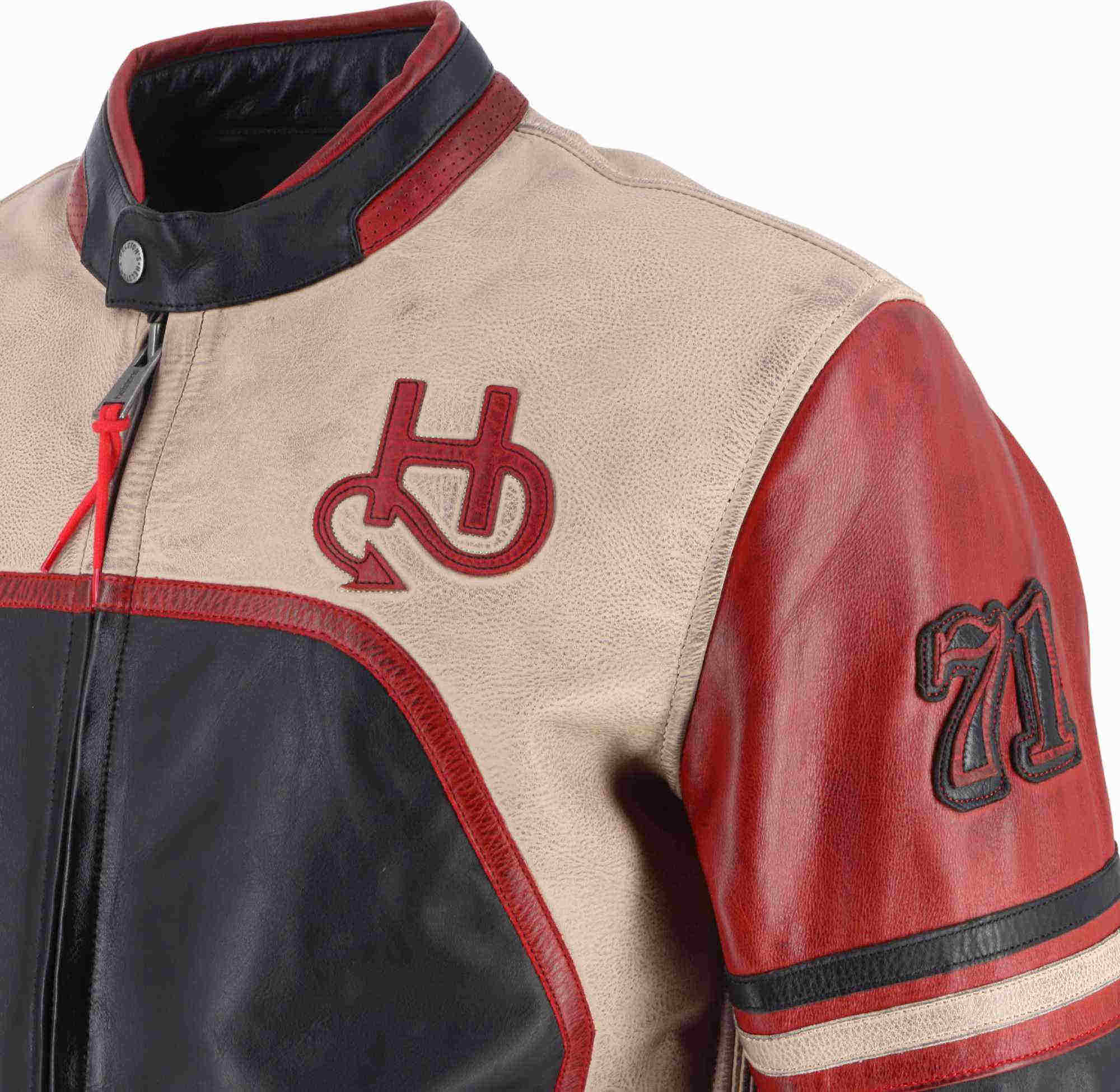 Helstons Indianapolis Motorcycle Leather Jacket black/beige/red L Figure 5