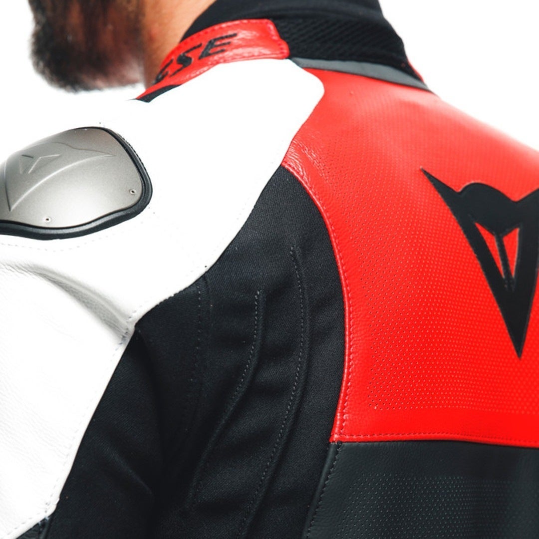 Dainese Sportiva Jaqueta de couro de motocicleta perfurada preto/vermelho/branco 48 Figura 8