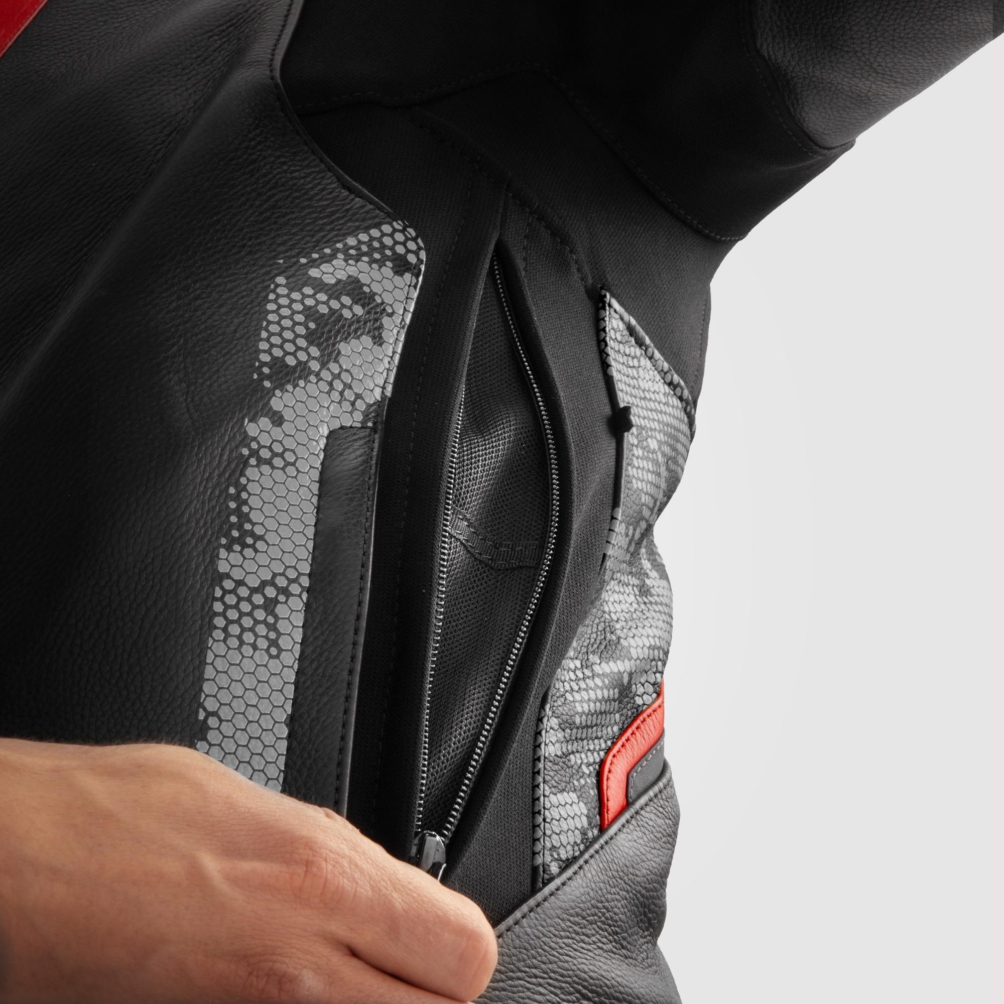 Rebelhorn Veloce Camo Motorrad Lederjacke schwarz/grau/rot 50 Abbildung 4