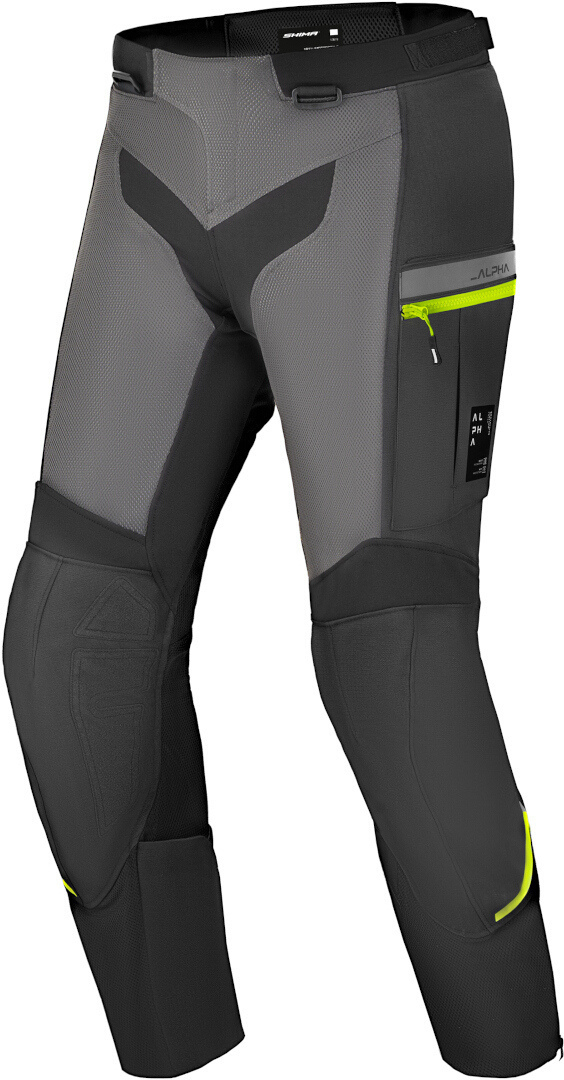 SHIMA Alpha waterproof Motorcycle Textile Pants black/grey/yellow M Figure 1