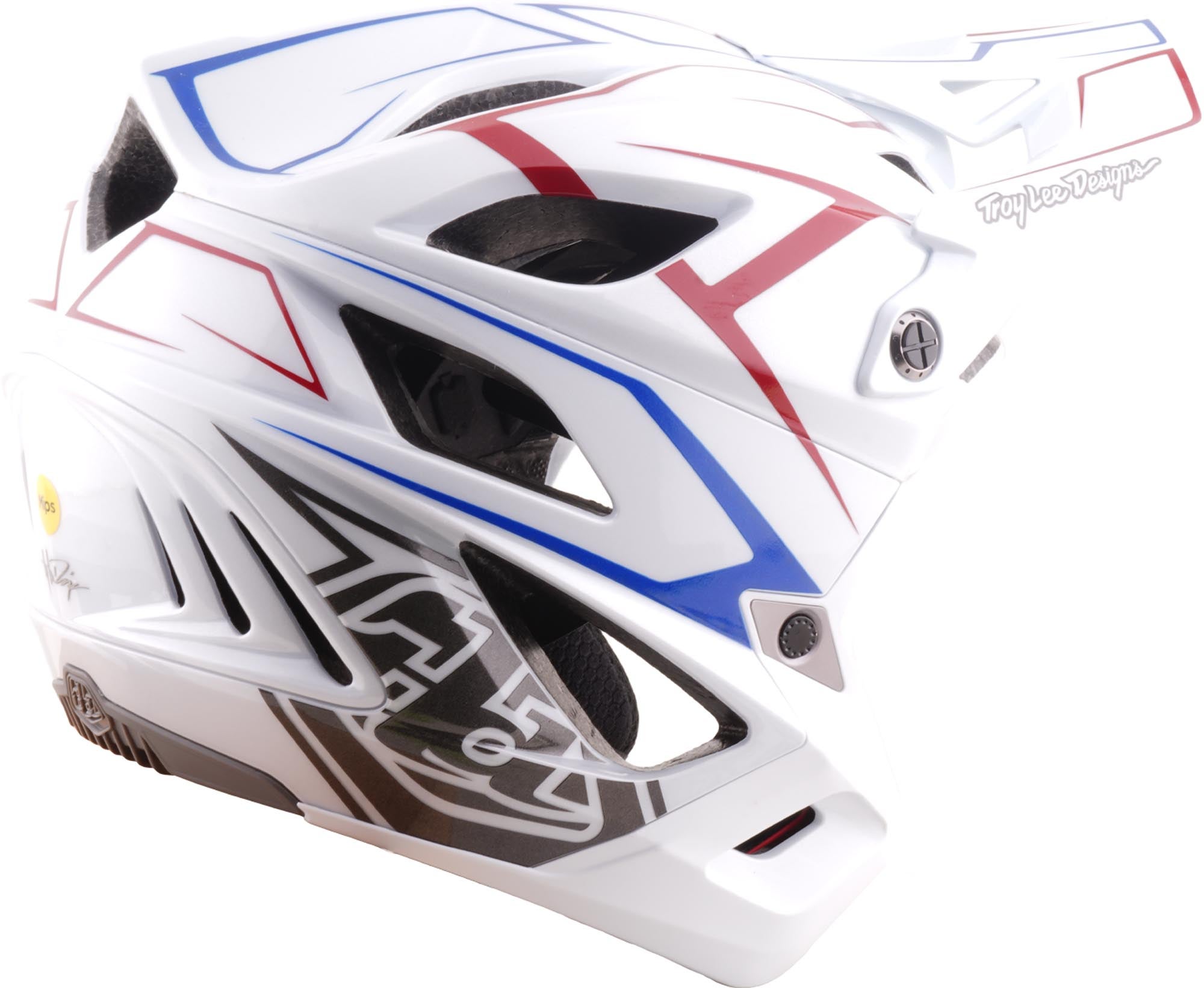 Side view of Troy Lee Designs Stage Stunt MIPS Pinstripe Bicycle Helmet