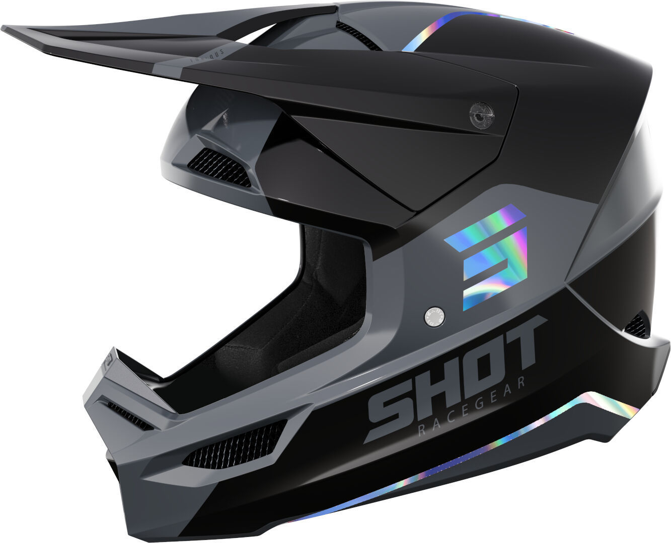 Shot Furious Bolt Motocross hjälm Svart/krom XS (53/54) Figur 1