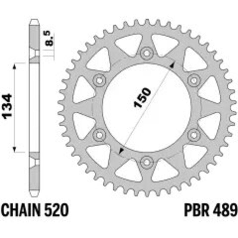 PBR Bakre kedjehjulsstål Standard - 520 Figur 1