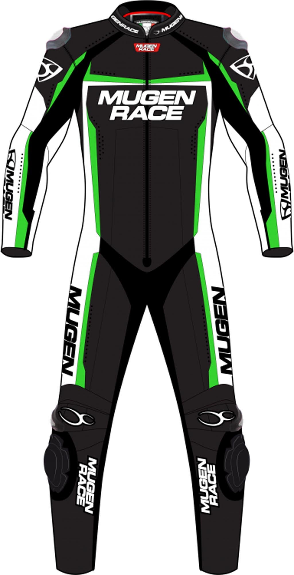 MUGENRACE Ohvale perforeret børn One Piece Motorcykel læderdragt sort/hvid/neongul 146 Figur 1