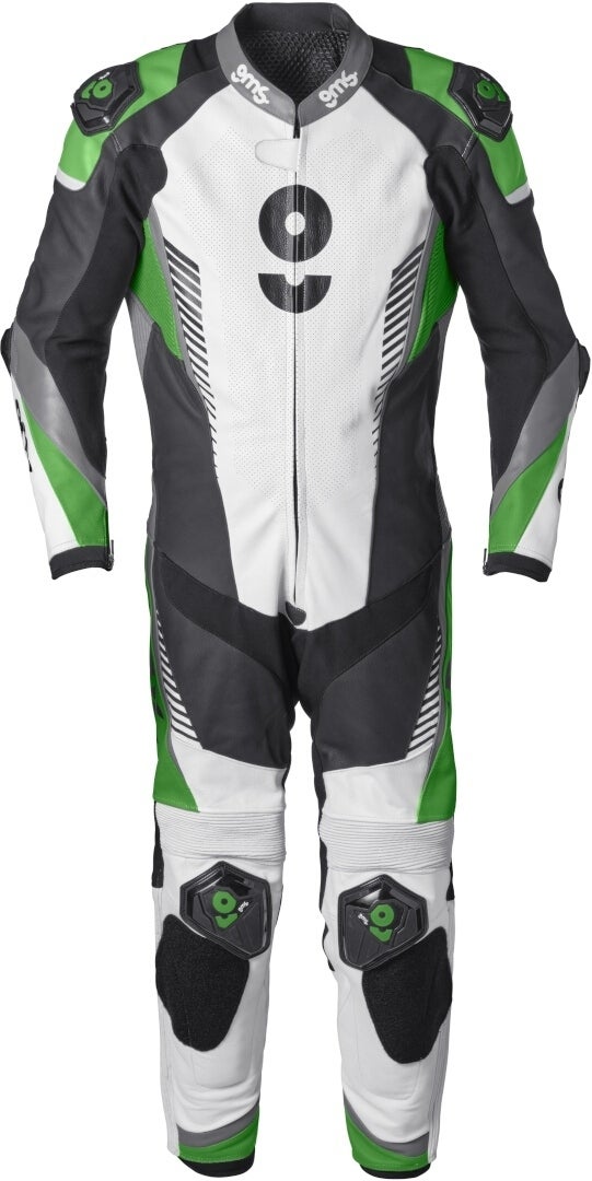 GMS GRC-1 Eendelig motorfiets lederen pak zwart/wit/groen 52 Figuur 1