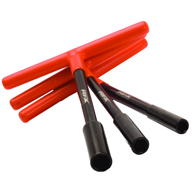 RFX Juego de teclas en tamaño estándar T Pro (Negro/Naranja) con mango de goma 8mm/10mm/12mm