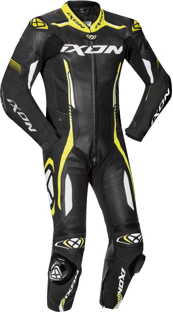 Ixon Vortex 2 One Piece Motorcycle Leather Suit black/white/yellow XL Figure 1