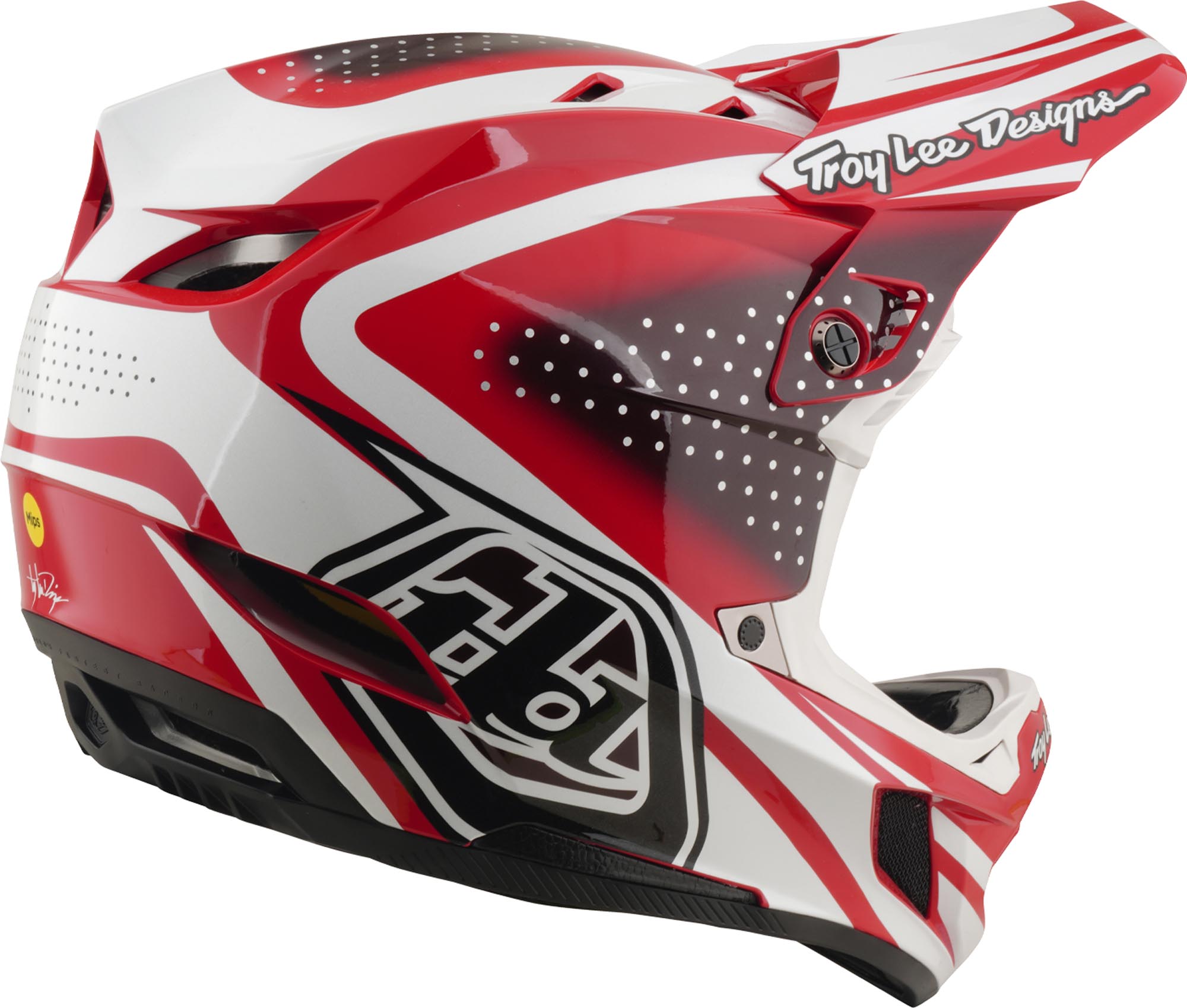 Troy Lee Designs D4 Polyacrylite MIPS The Line Afdalingshelm rood/wit L (58/59) Figuur 4