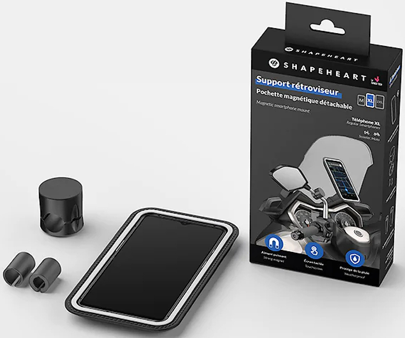 Shapeheart Pachet de motociclete, suport magnetic pentru smartphone în oglinda retrovizoare M Figura 2
