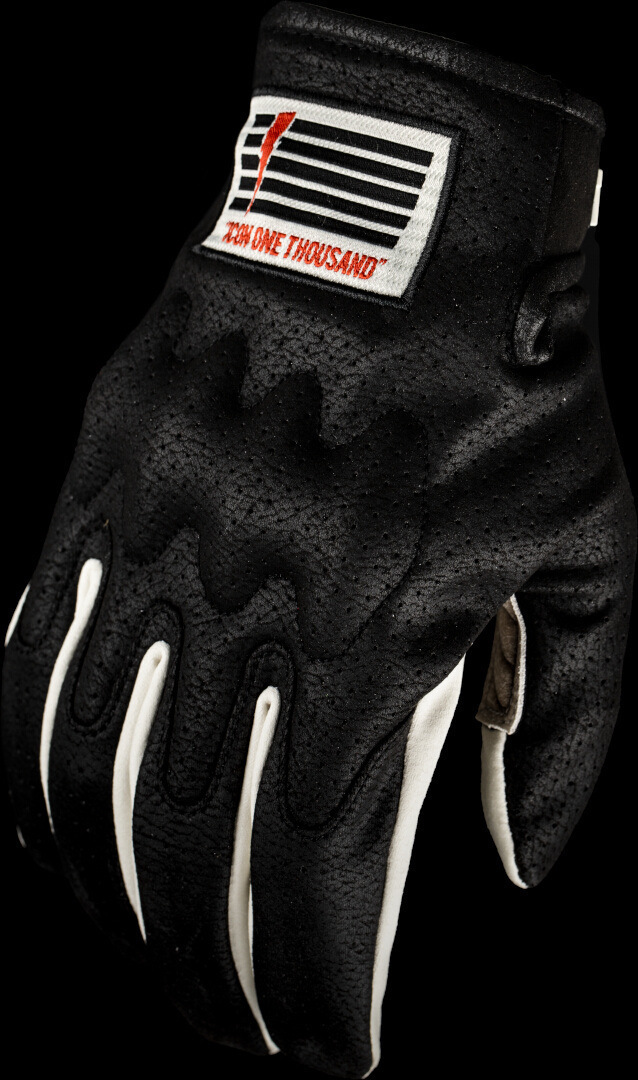 Icon Airform Slabtown Mănuși de motocicletă perforate alb/negru M Figura 3