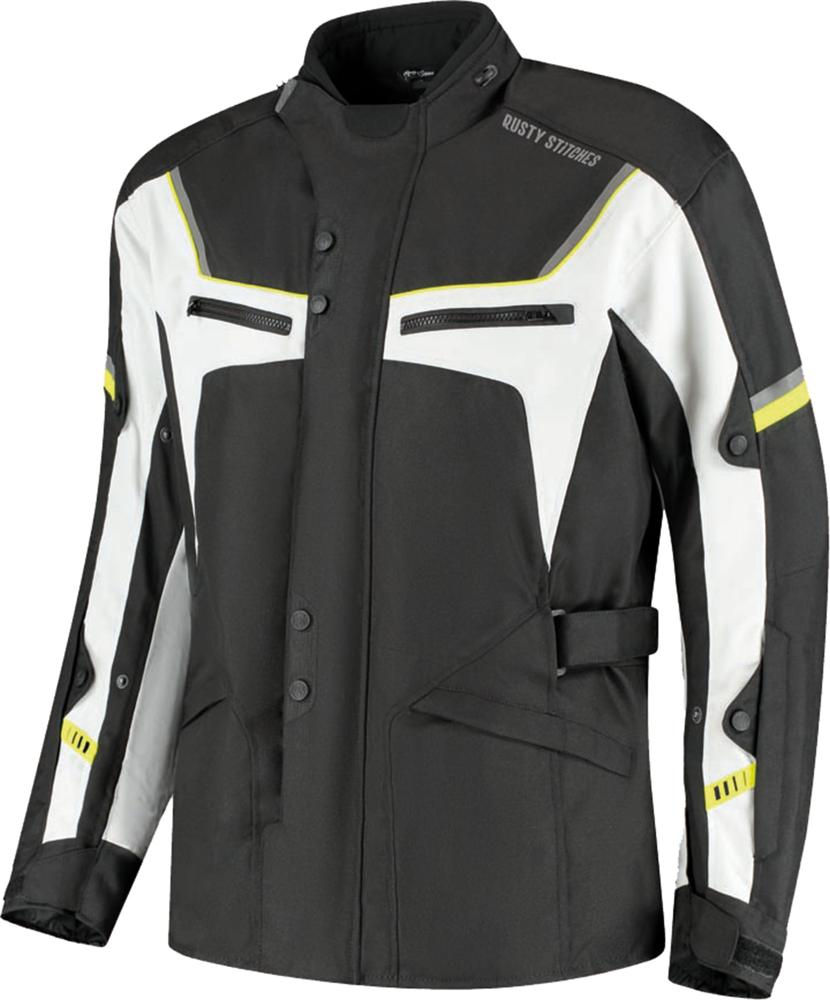 Rusty Stitches Luke waterproof Motorcycle Textil Jacket black/yellow M Figure 1