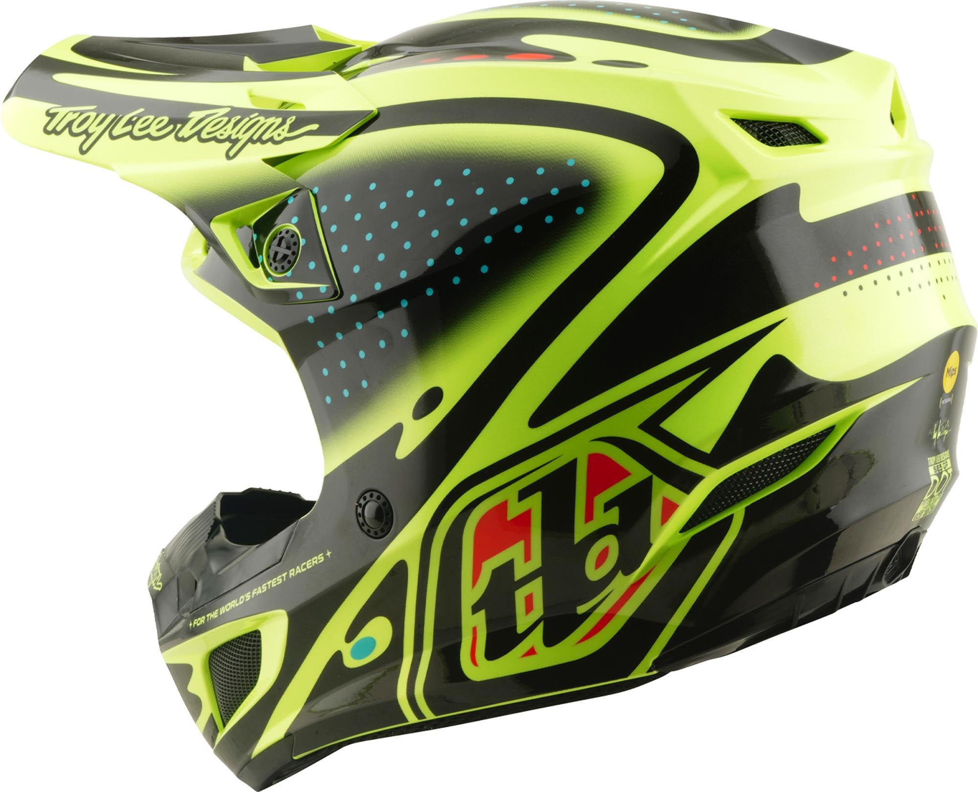 Side view of Troy Lee Designs SE5 Polycarbonate MIPS The Line Motocross Helmet