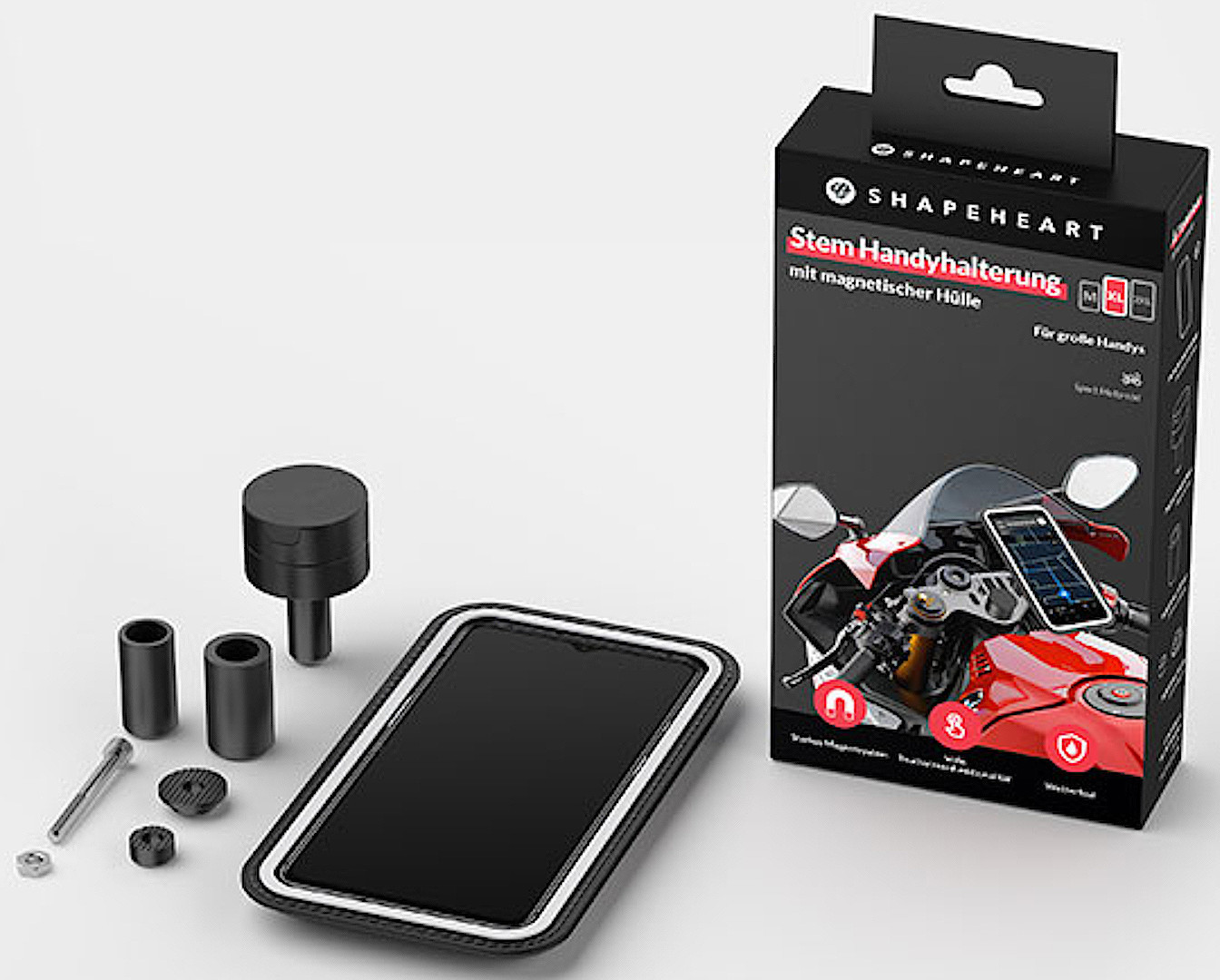 Shapeheart Pachet de motociclete, suport magnetic pentru smartphone pentru ghidon cu tijă XXL Figura 2