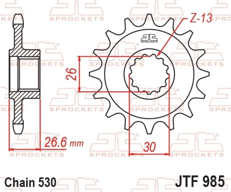 JT SPROCKETS Stålbrusfri främre kedjehjul - 530 Figur 2