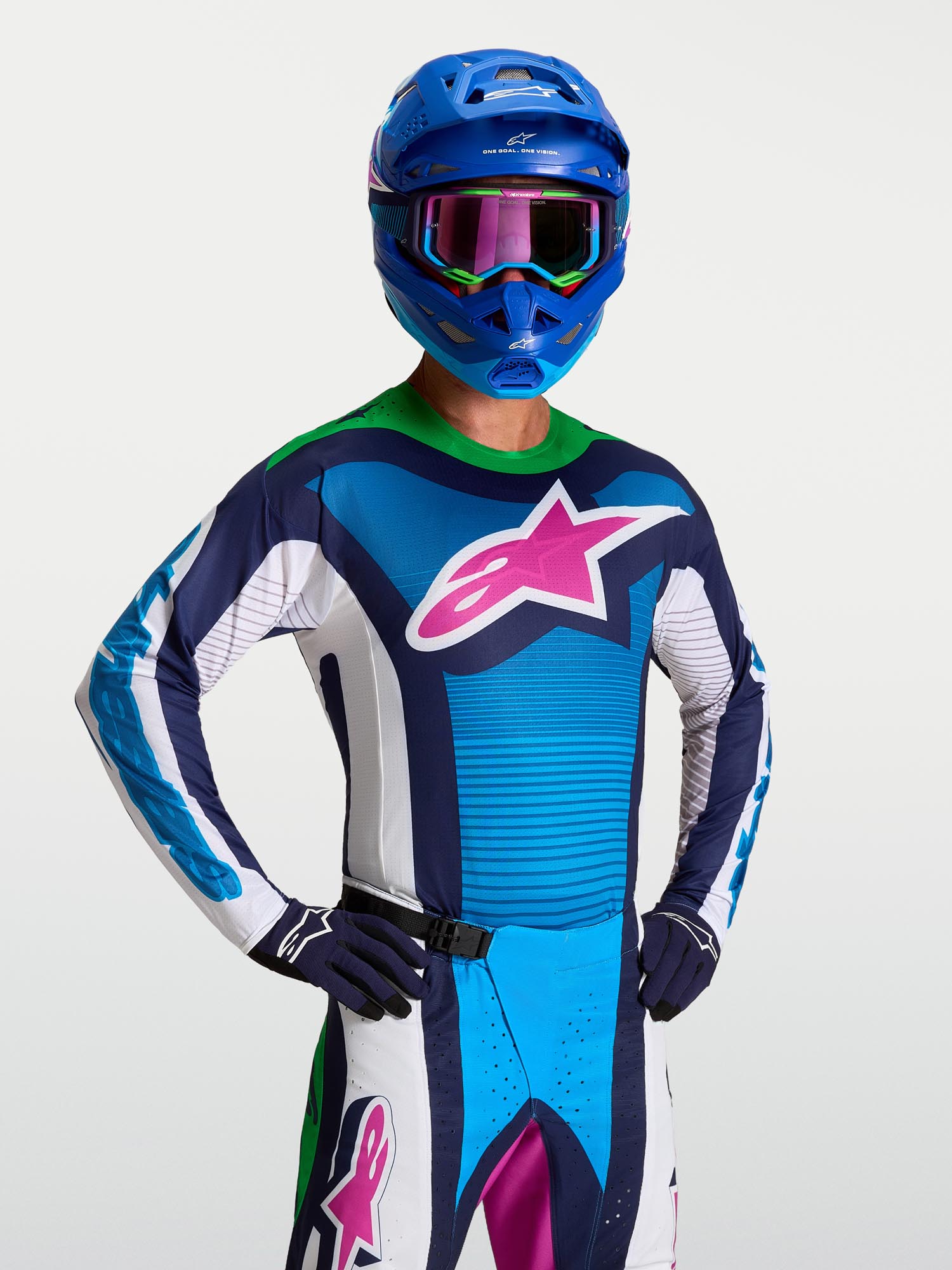 Alpinestars Techstar Maven Maillot Motocross Blanc/Bleu/Vert S Figure 4