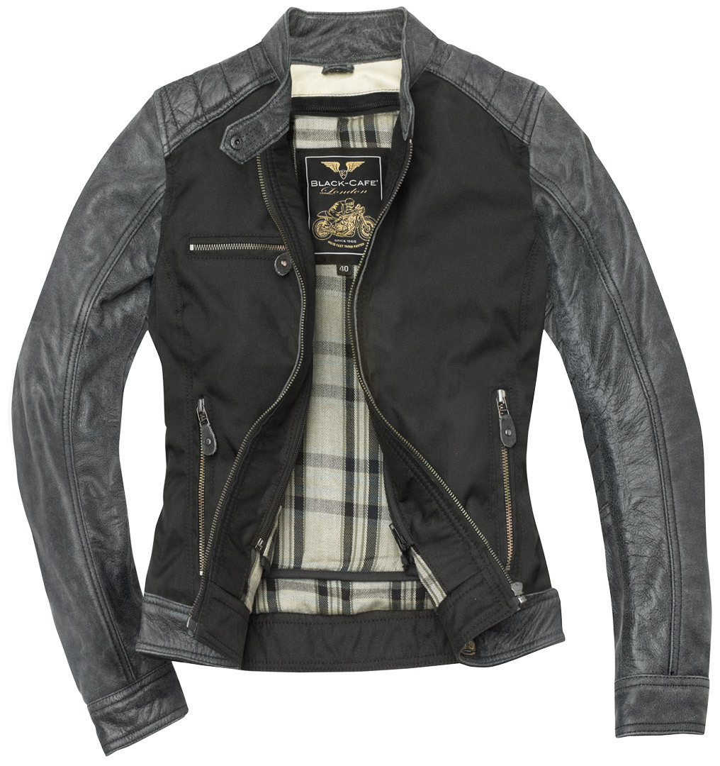 Black-Cafe London Johannesburg Jachetă de piele / textile pentru motociclete pentru doamne L Figura 2