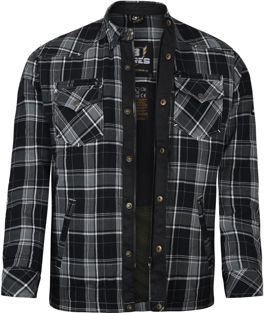 Bores Lumberjack Premium Camicia da moto grigio/nero/bianco 7XL Figura 1