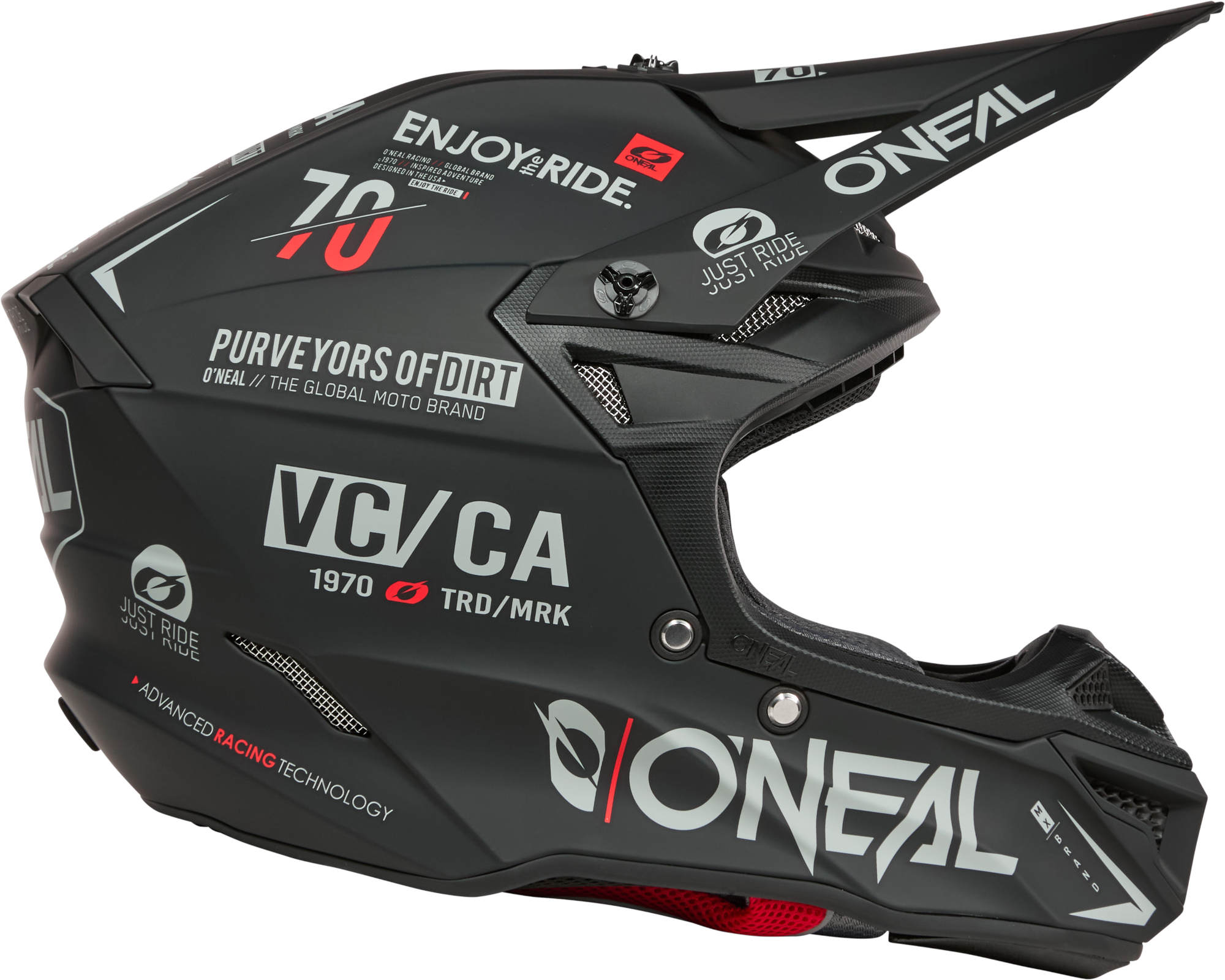 Side view of Oneal 5SRS Polyacrylite BRAND Motocross Helmet