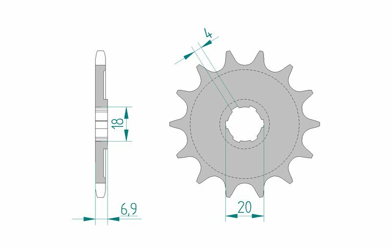 AFAM Standard stål kedjehjul 20204 - 520 Figur 1