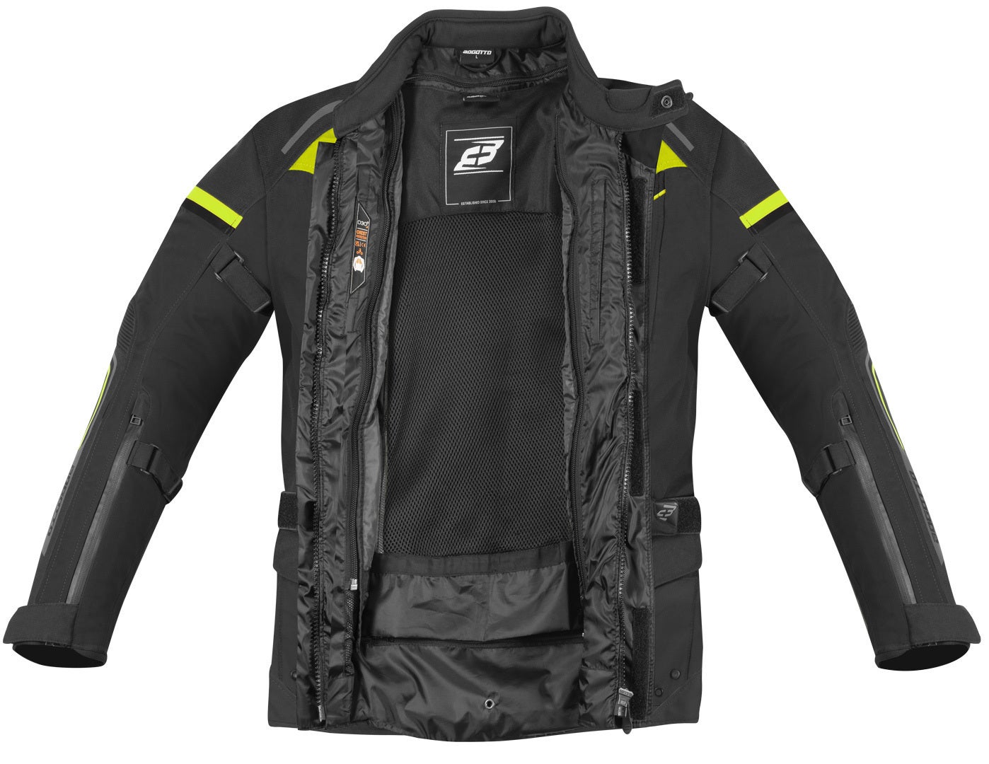Bogotto Shado Laminated 2in1 waterproof Motorcycle Textile Jacket black/neon XL Figure 4
