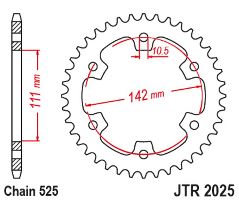 JT-DRIVHJUL Bakdrev stål standard - 525 Figur 2