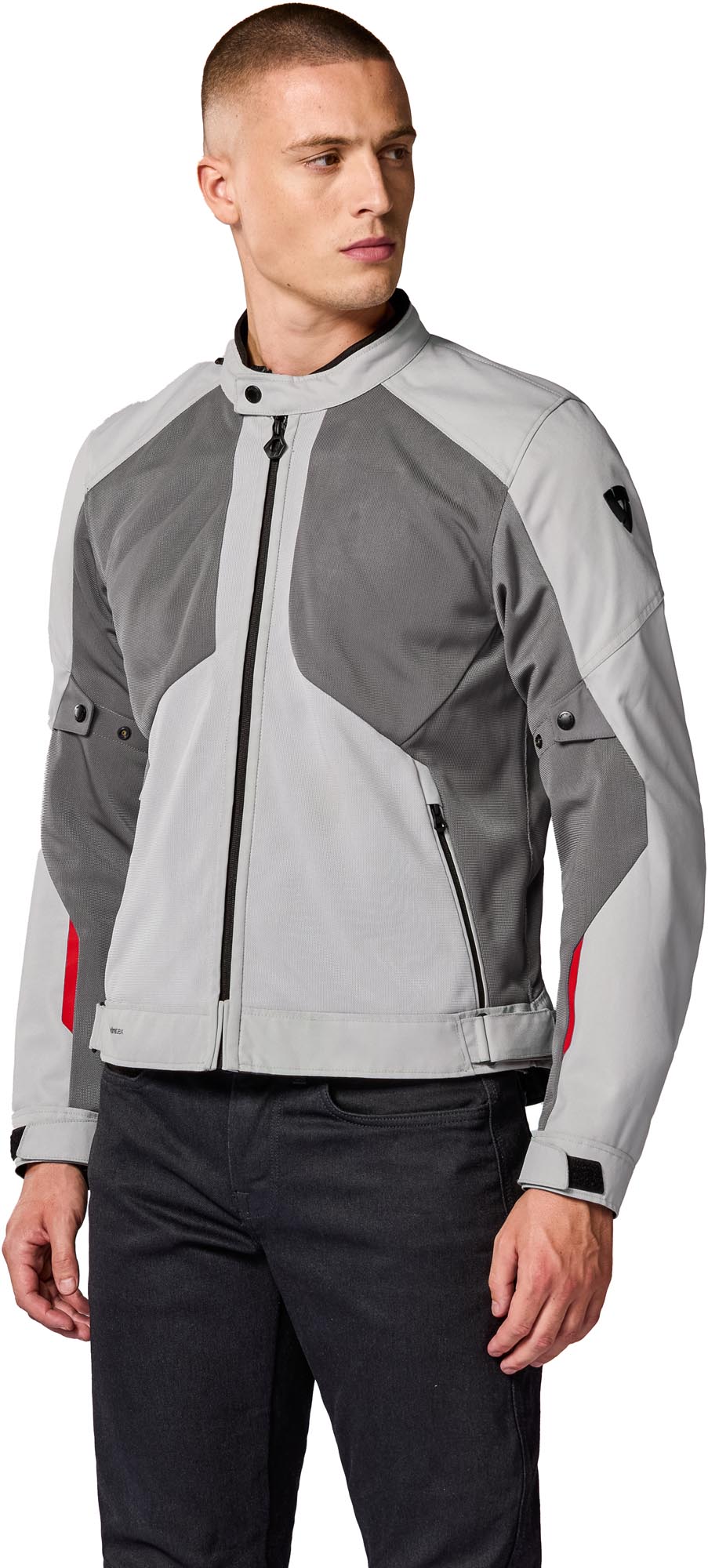 Revit Torque 3 H2O Veste textile moto imperméable Gris clair/rouge M Figure 3
