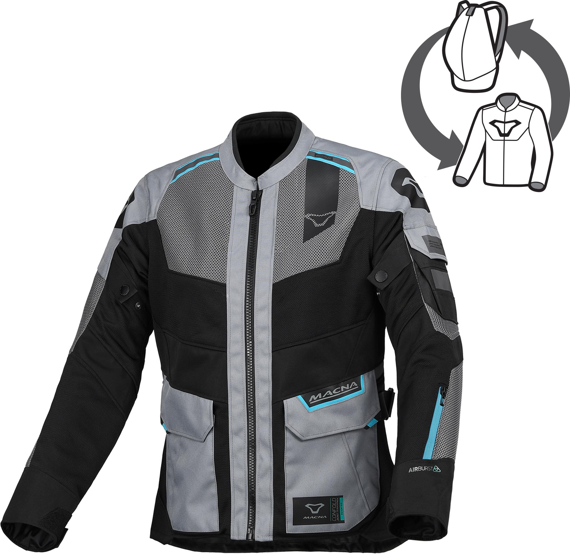 Macna Travelair Ladies Motorcycle Textile Jacket grey/blue 2XL Figure 1