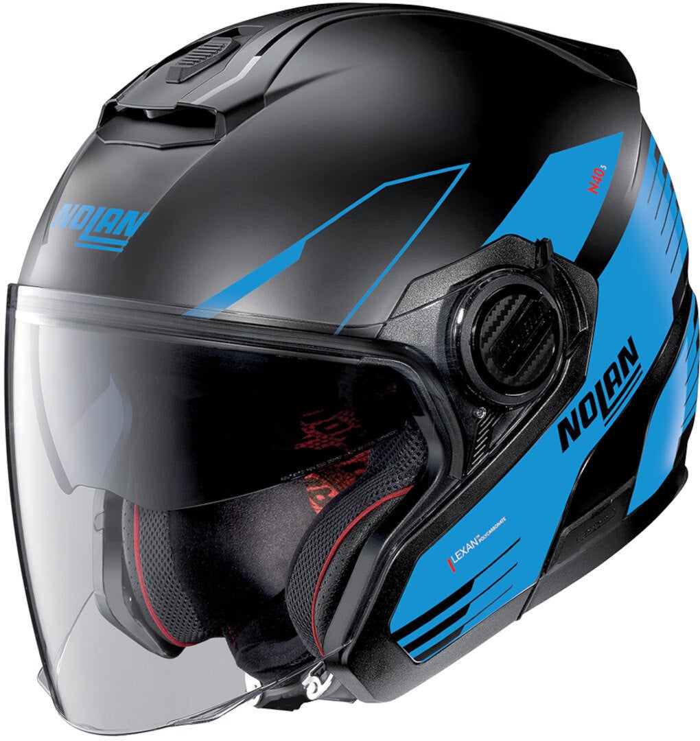 Nolan N40-5 Zefiro 2023 N-Com Jet hjelm sort mat/blå L (59/60) Figur 1
