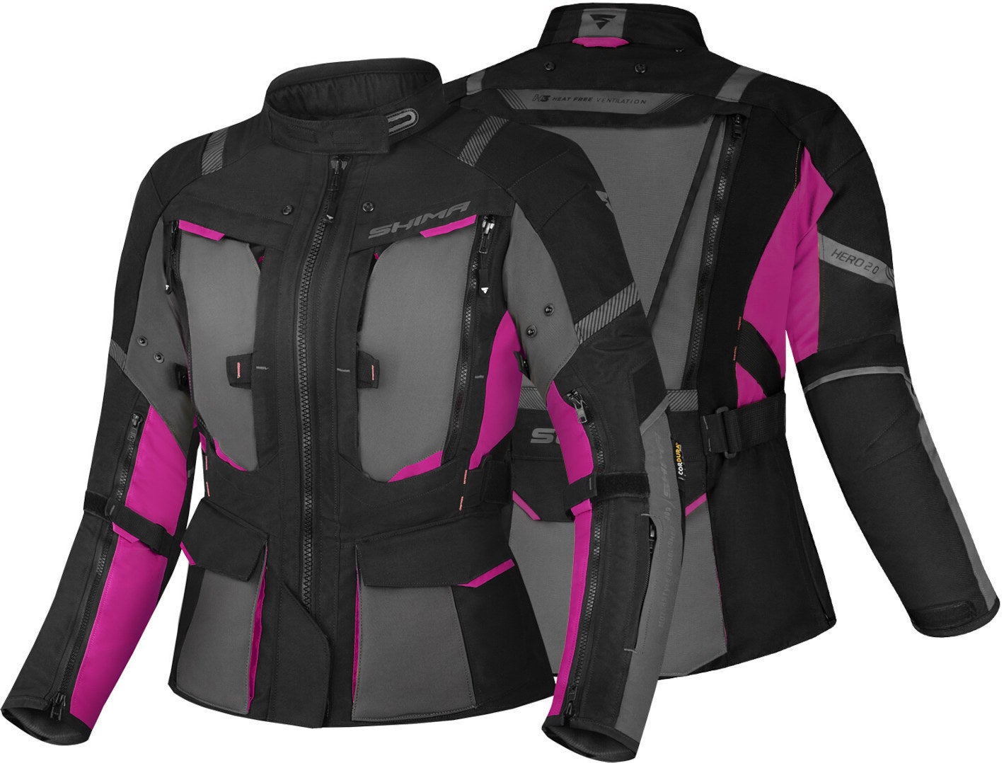 SHIMA Hero 2.0 imperméable à l’eau dames moto textile veste Noir/Fuchsia M Figure 3