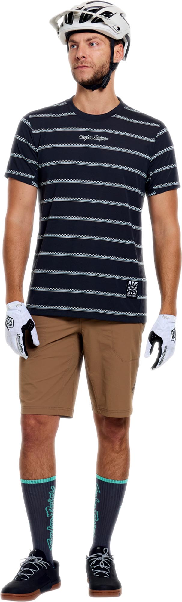 Troy Lee Designs Skyline Ride Checked Out Short Sleeve Bicycle Jersey carbon/blue XL Figure 10