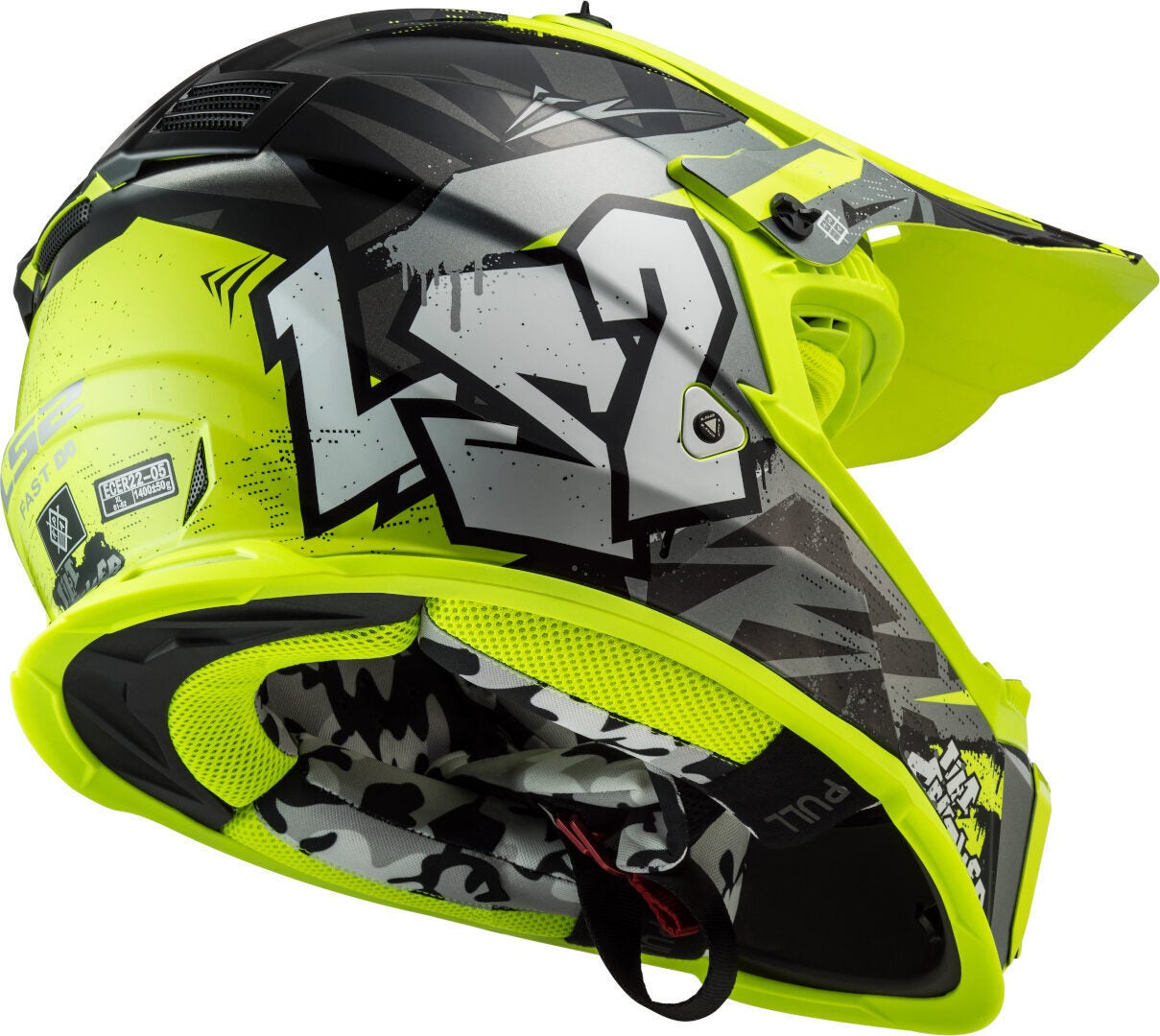 LS2 MX437 Fast Evo Crusher Casco Motocross nero opaco/neon M (57/58) Figura 6