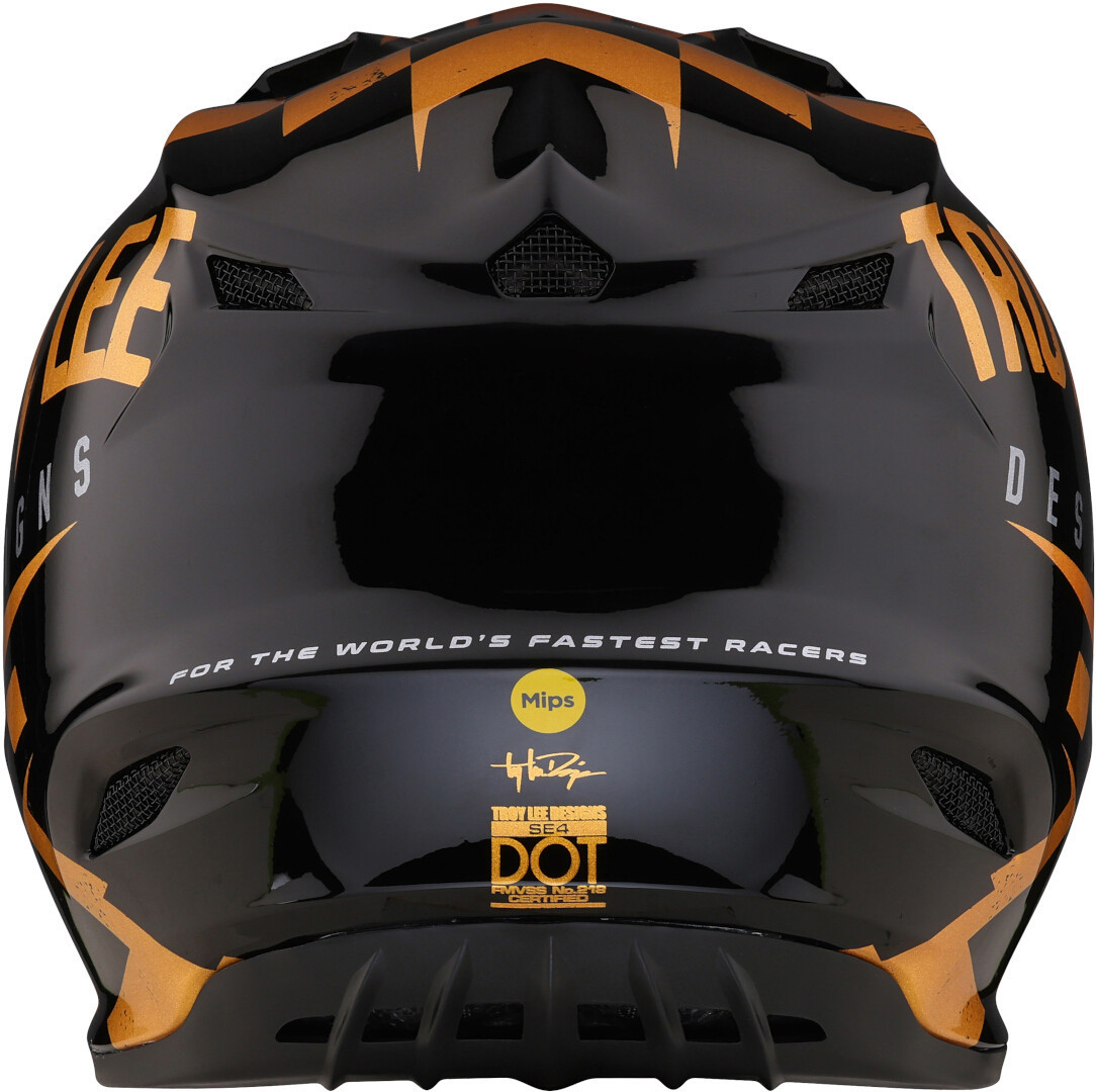 Troy Lee Designs SE4 Polyacrylite Race Shop MIPS Motocross hjälm Svart/guld XS (54/55) Figur 3
