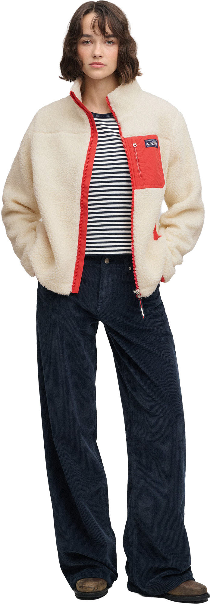 Superdry & Co Heritage Γυναικείο Fleece Μπουφάν Κρέμα S Γράφημα 7