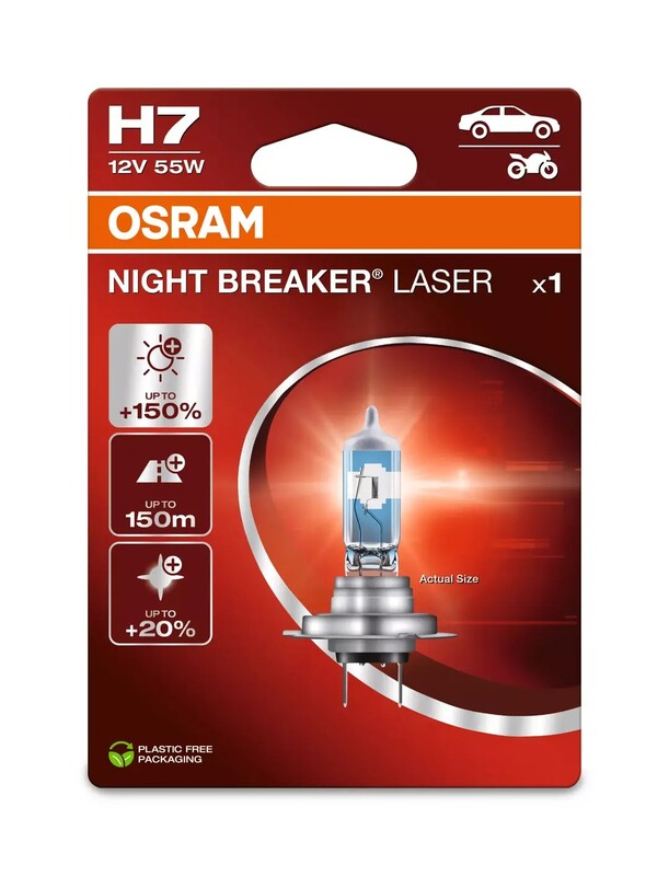 OSRAM H7 Night Breaker Laser Glödlampa 12V 55W PX26d - 1 stycke Figur 1