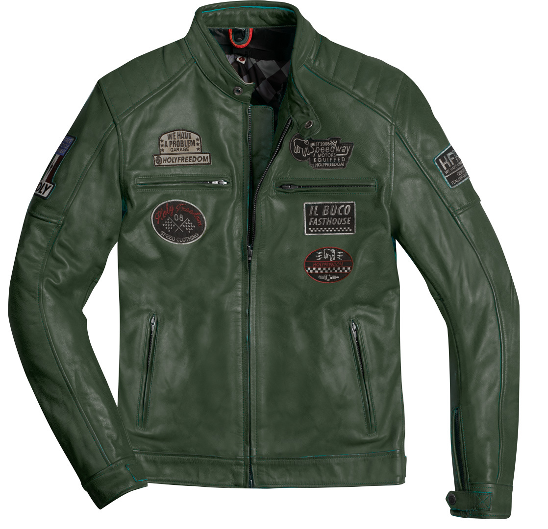 HolyFreedom Zero Evolution Motorrad Lederjacke dunkelgrün XXL Abbildung 1