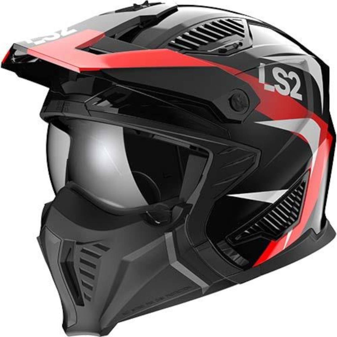LS2 OF606 Drifter Triality Trial Helmet black/silver/red S (55/56) Figure 1