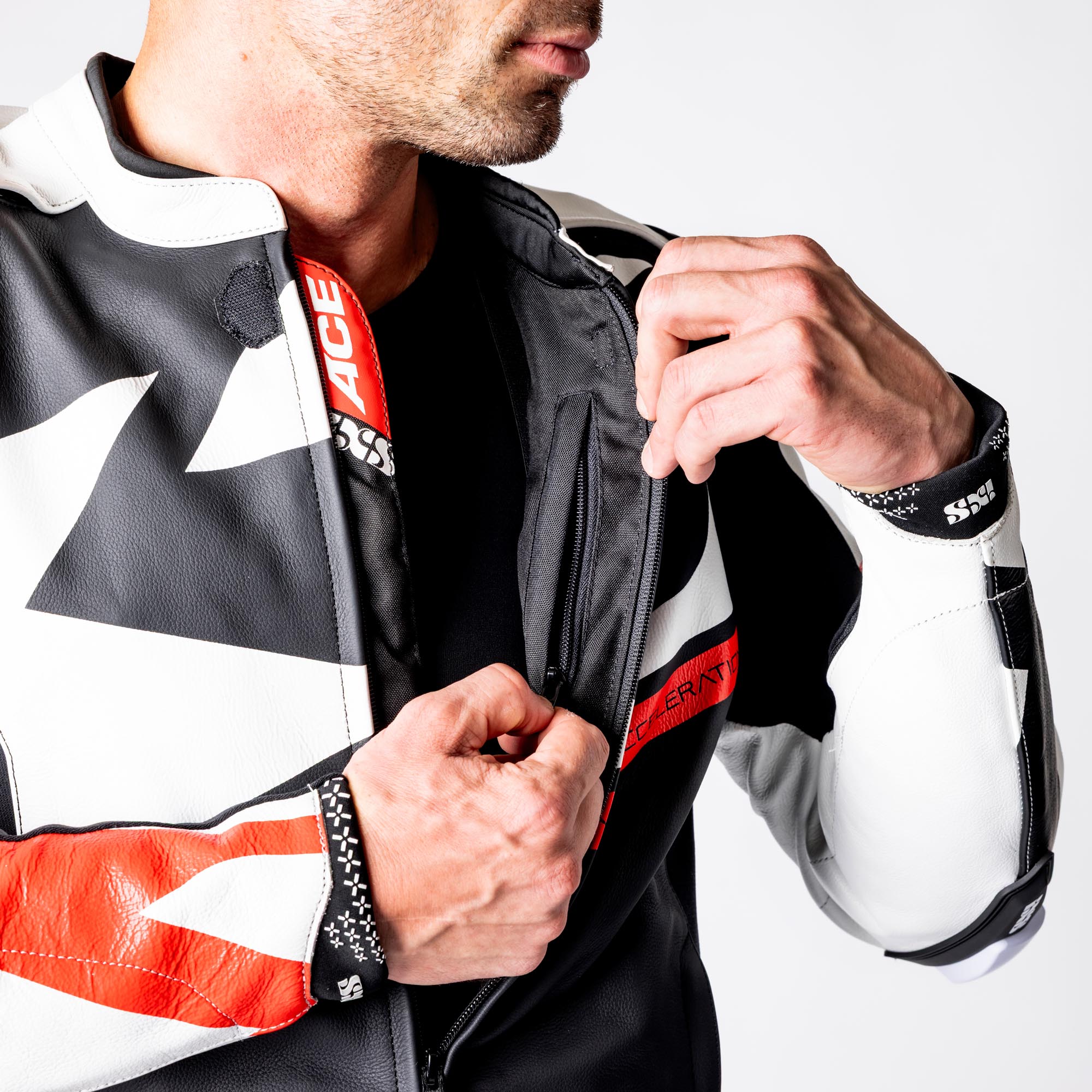 IXS Ace 1.0 Tweedelig Leren Motorfietspak zwart/wit/rood 54 Figuur 3