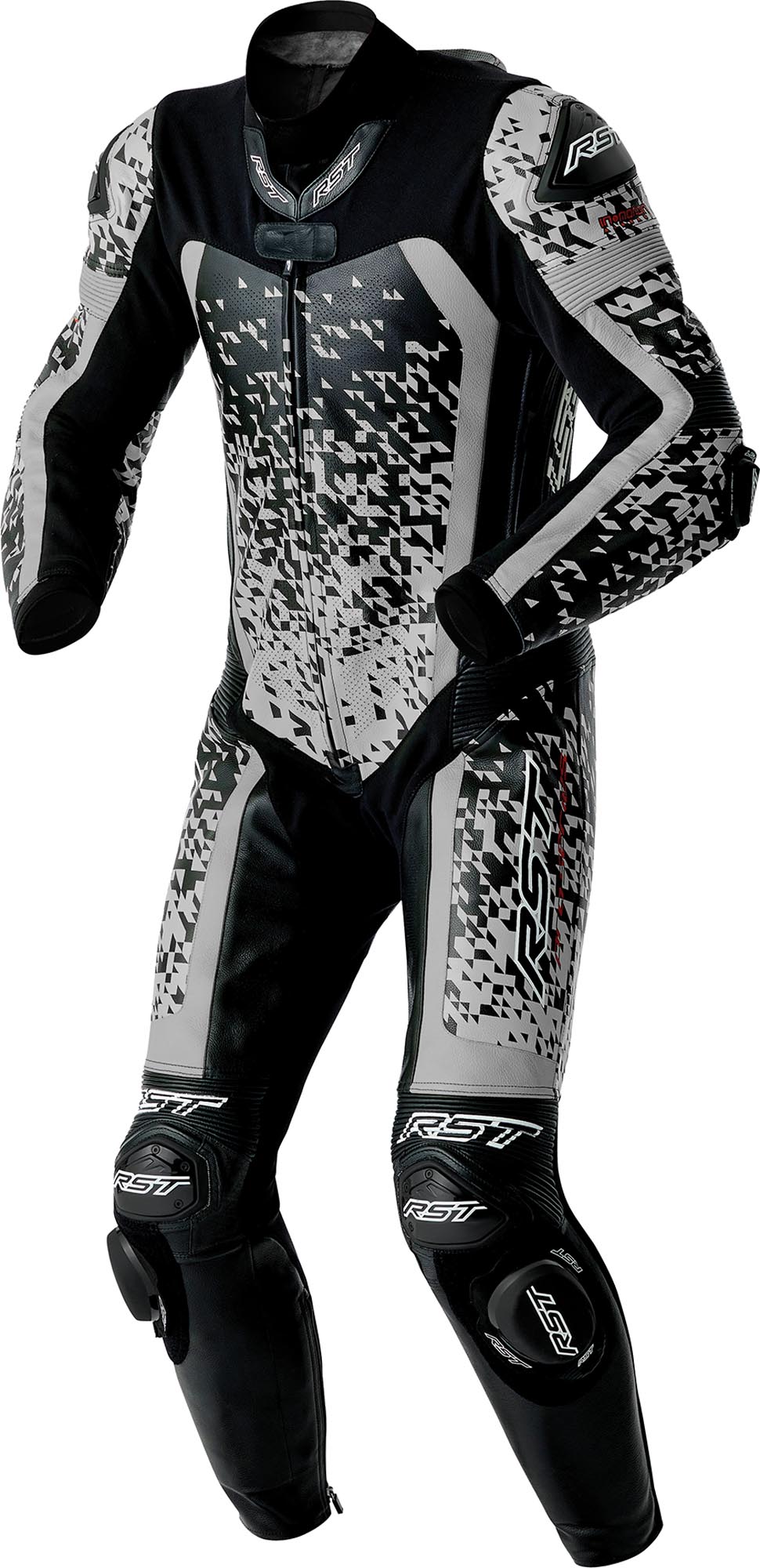 RST Pro Series D3O Airbag perforeret 1-delt motorcykellæderdragt Sort/sølv 58 Figur 1