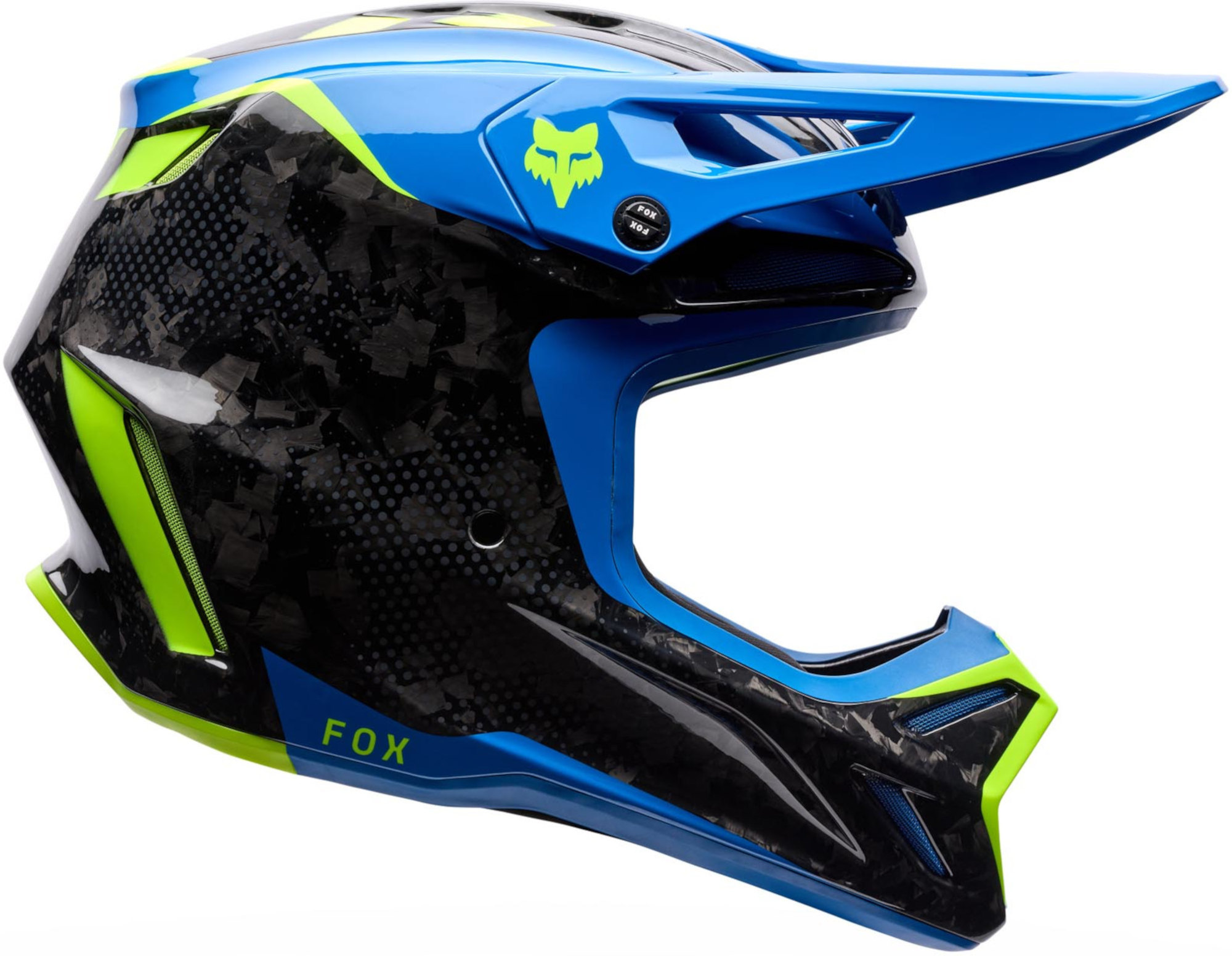 FOX V3 RS Tactile Carbon Casco da motocross blu/giallo/nero M Figura 2
