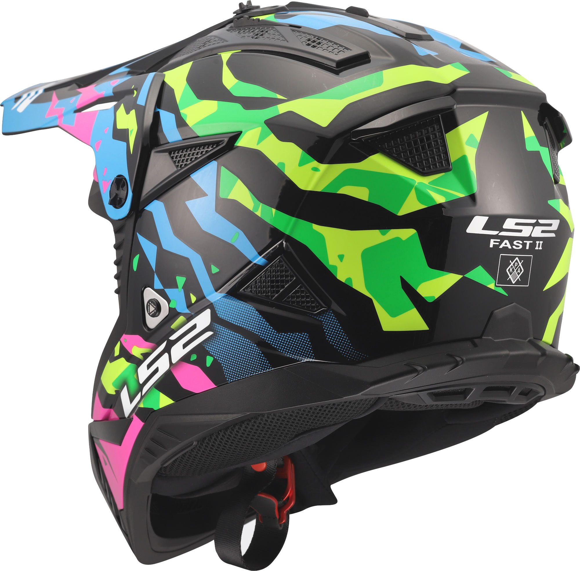 LS2 MX708 Fast II Grotesk Motocross Helm blau/grün S (55/56) Abbildung 3