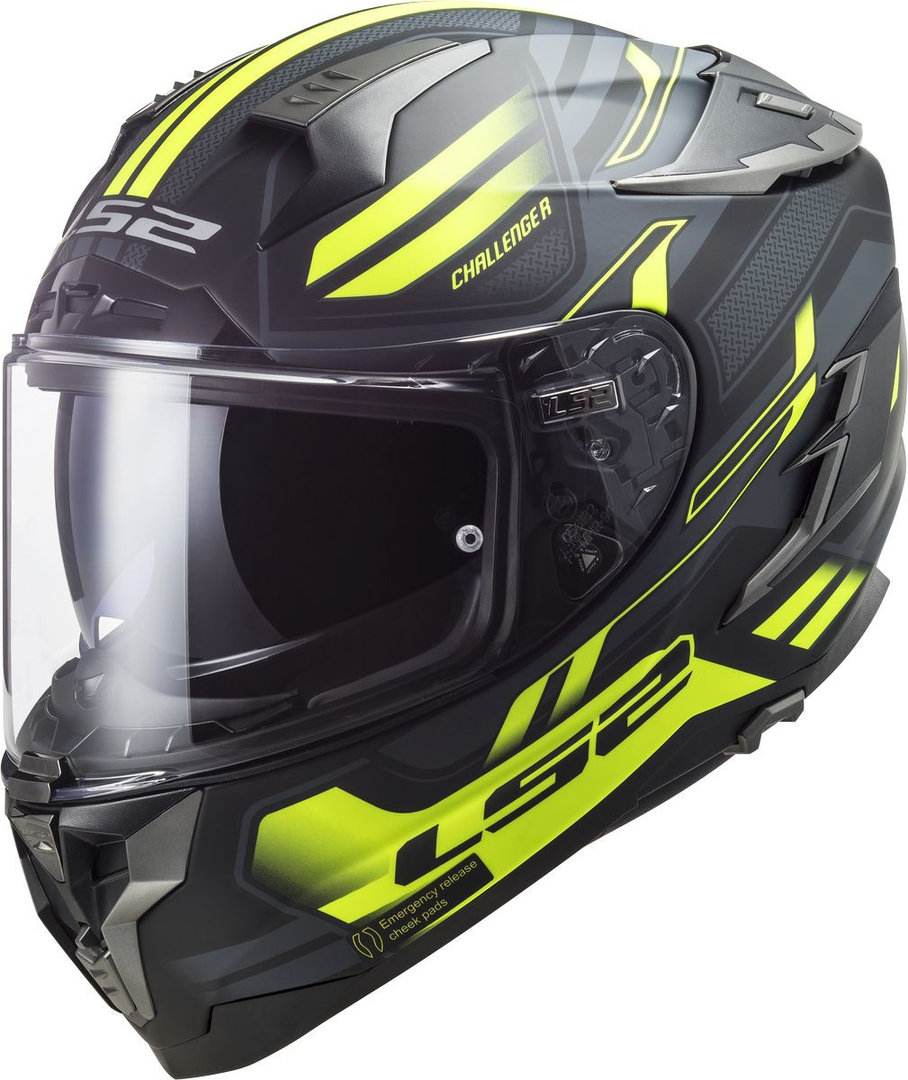 LS2 FF327 Challenger Spin Helm schwarz/gelb S (55/56) Abbildung 1