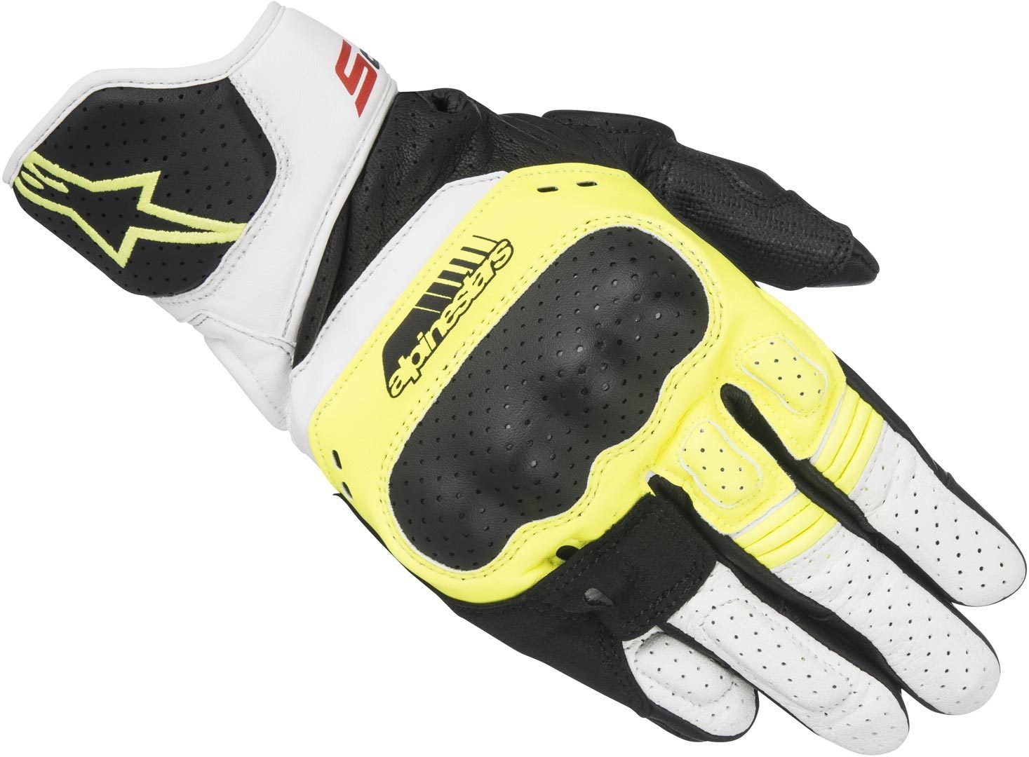 Alpinestars SP-5 perforerede motorcykelhandsker sort/hvid/neongul L Figur 1