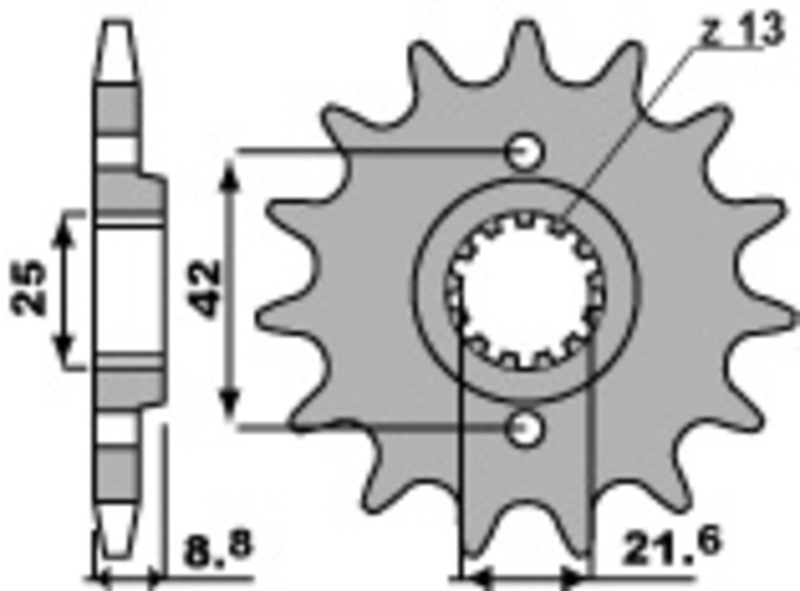 PBR Standard stål kedjehjul 523 - 520 Figur 1